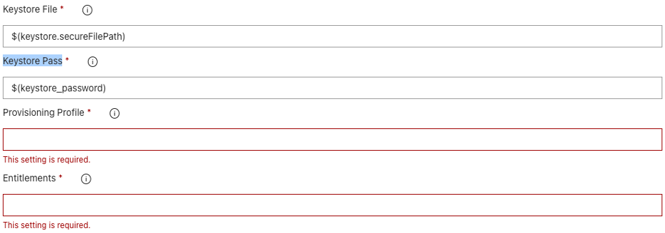 Appdome extension for Azure - Keystore file settings