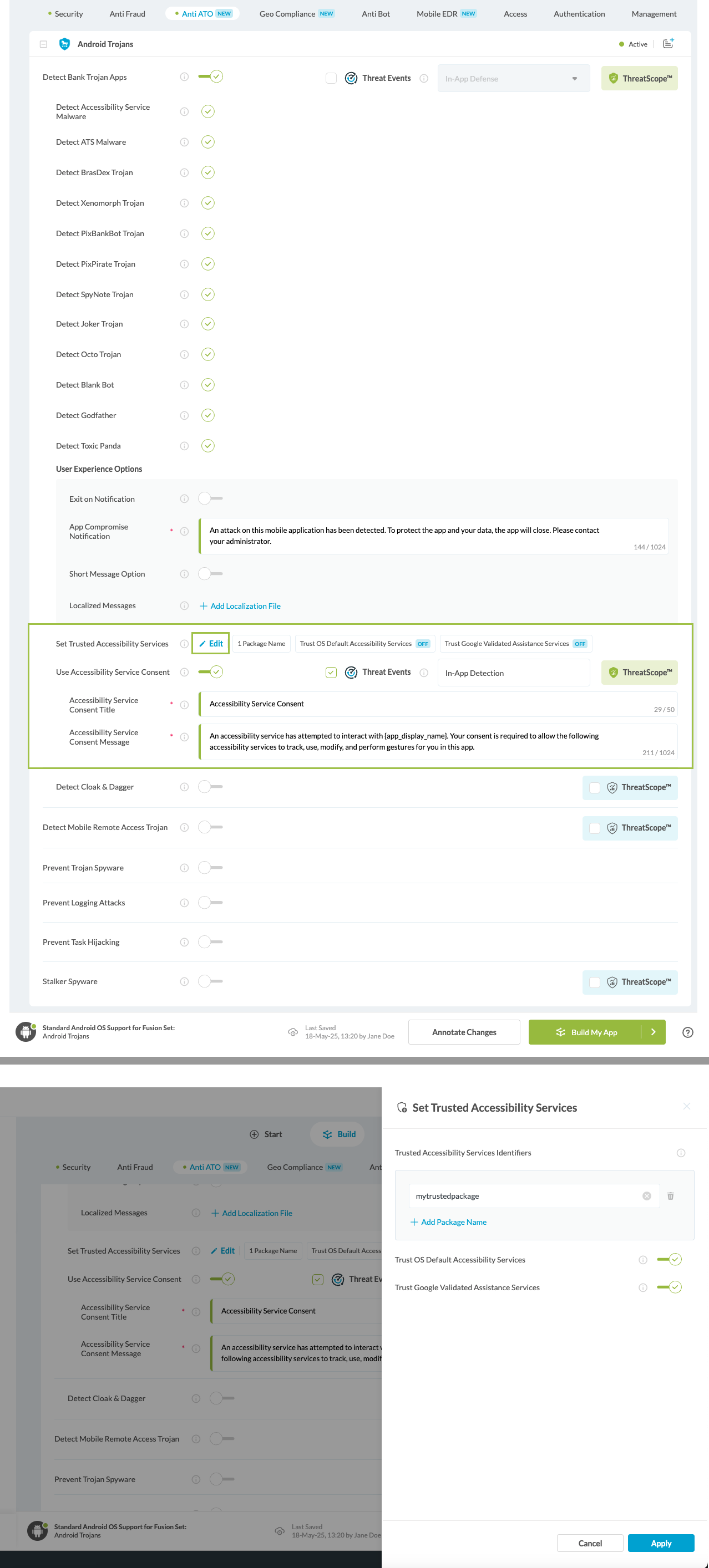 Set Trusted Accessibility Services option