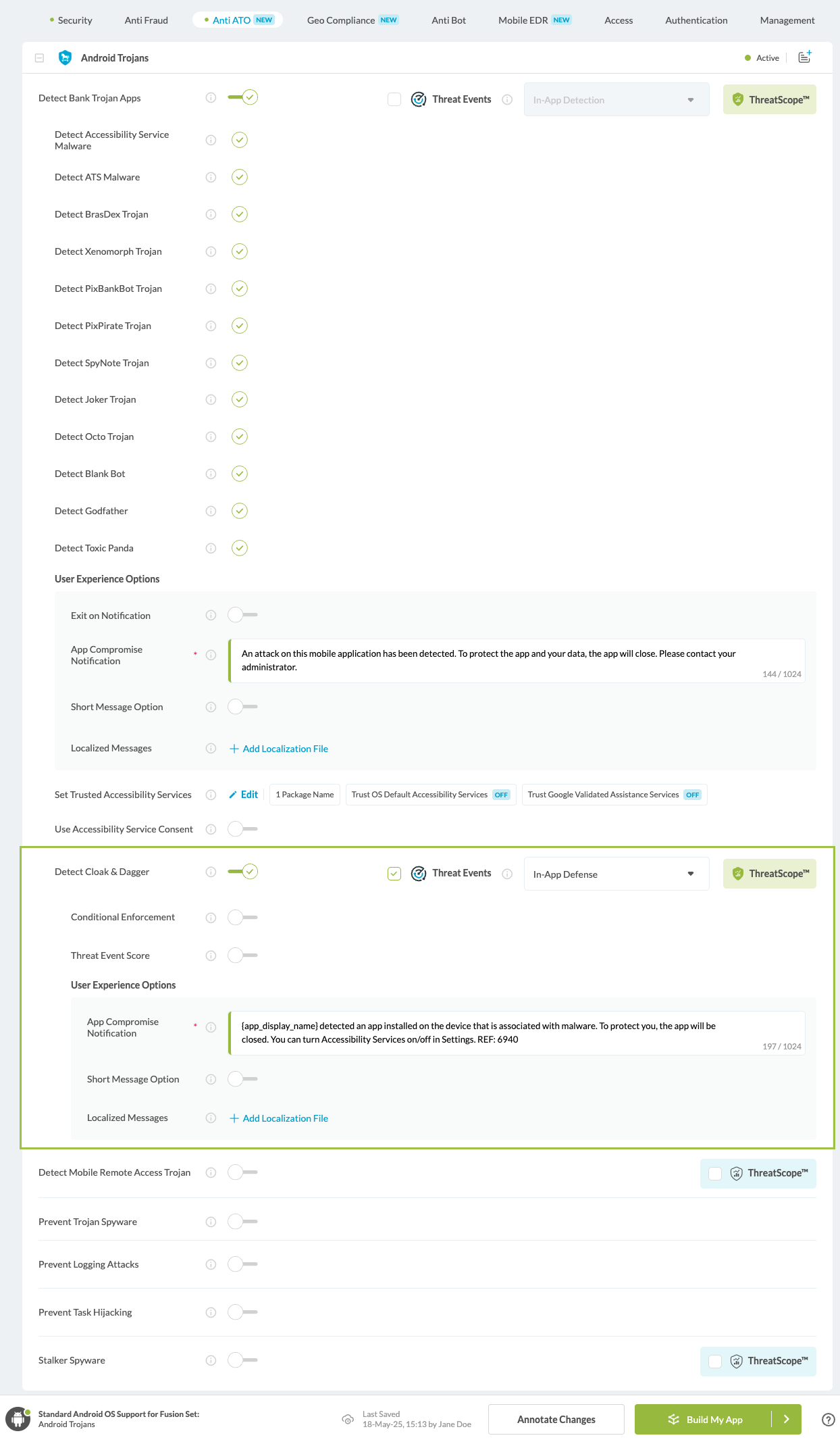 Detect Cloak & Dagger option