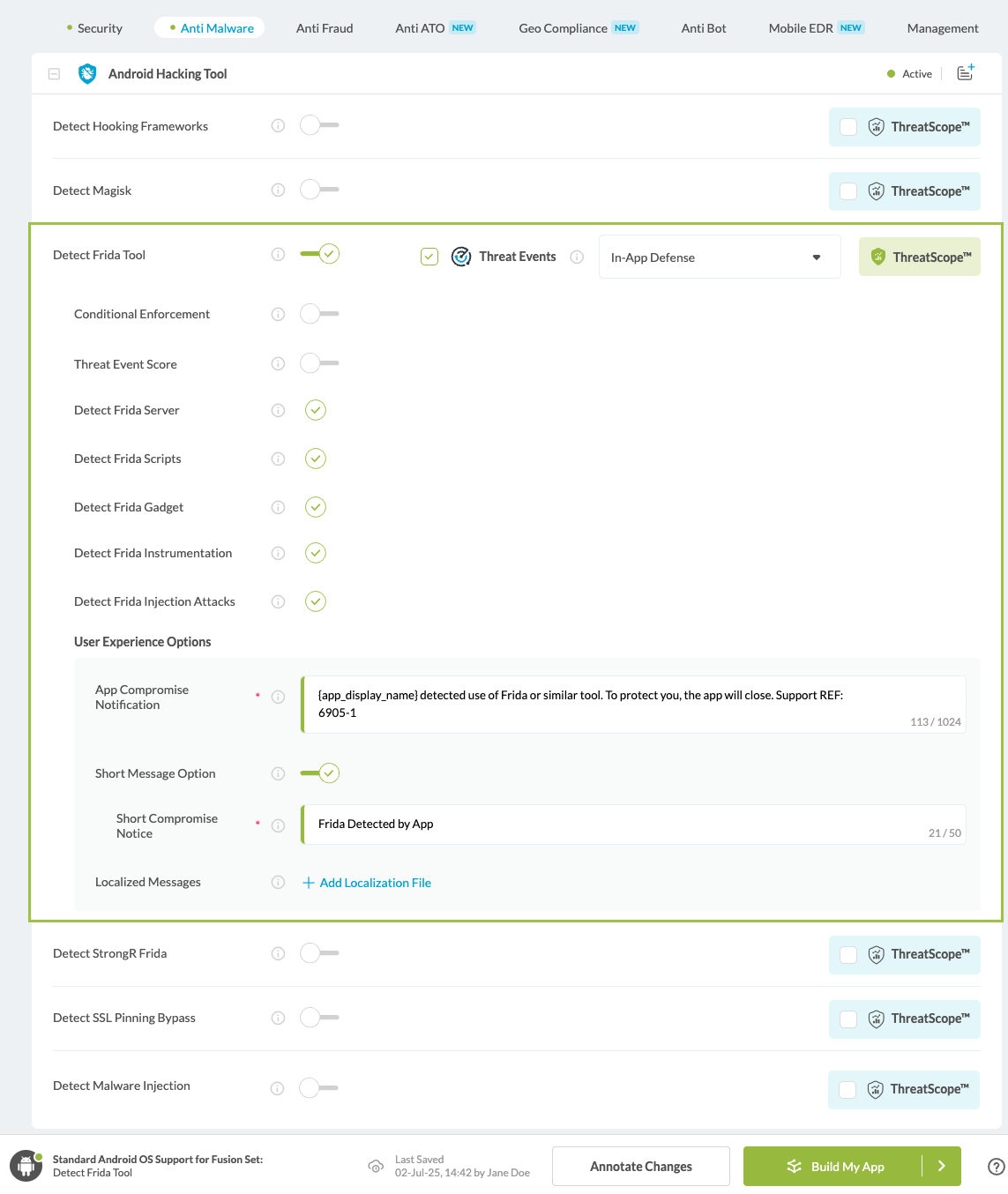 Detect Frida Server option