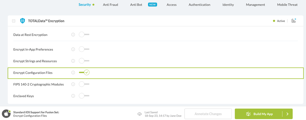 Encrypt Configuration Files option