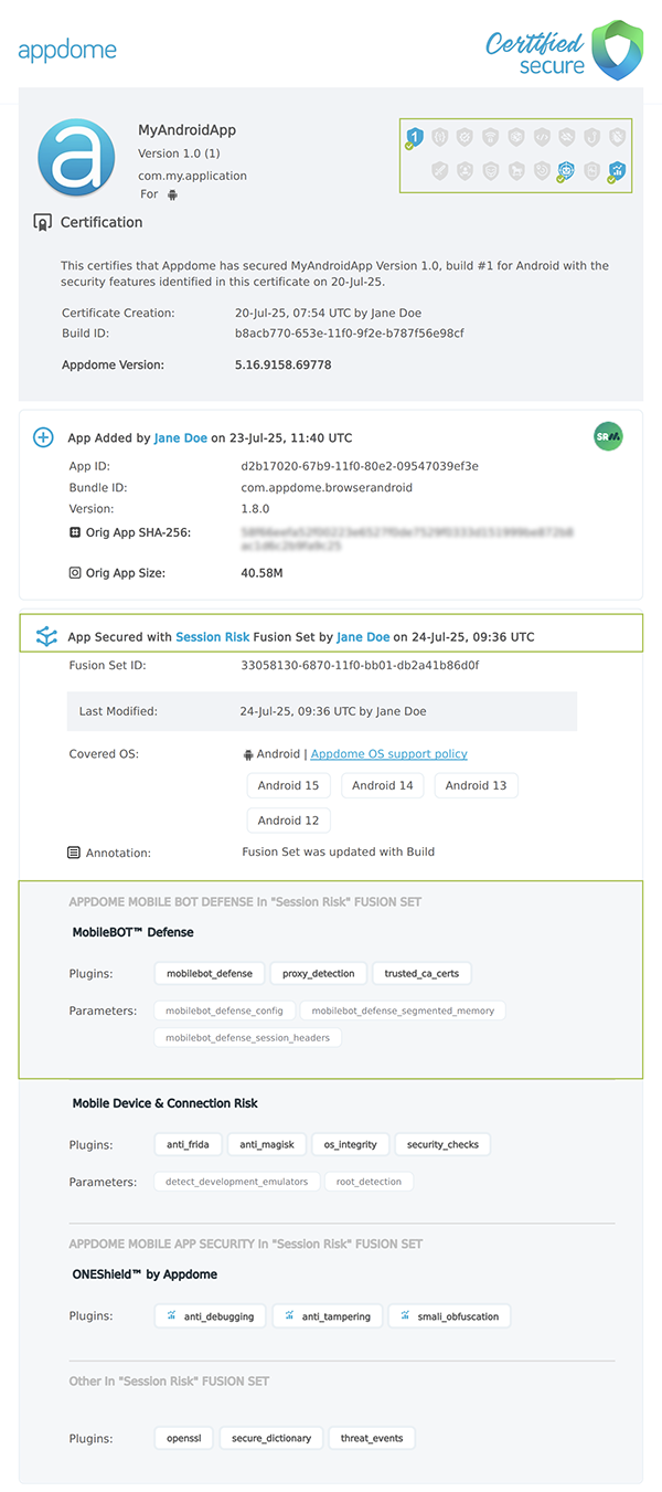 Nonce in Payload shown in Certificate secure