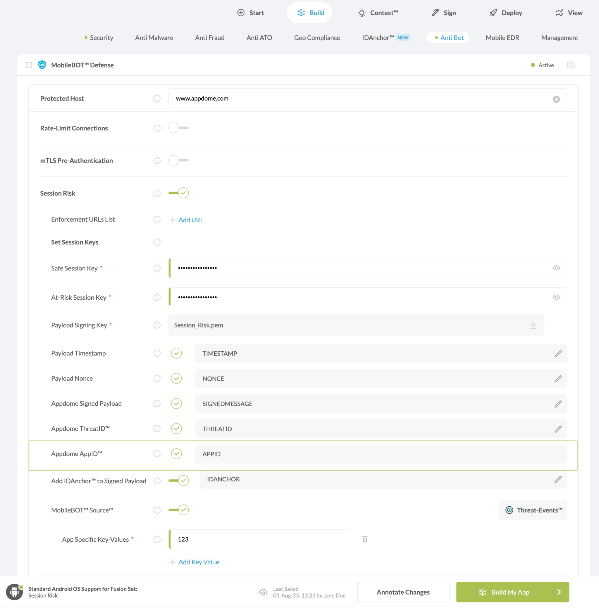 Appdome AppID™ option
