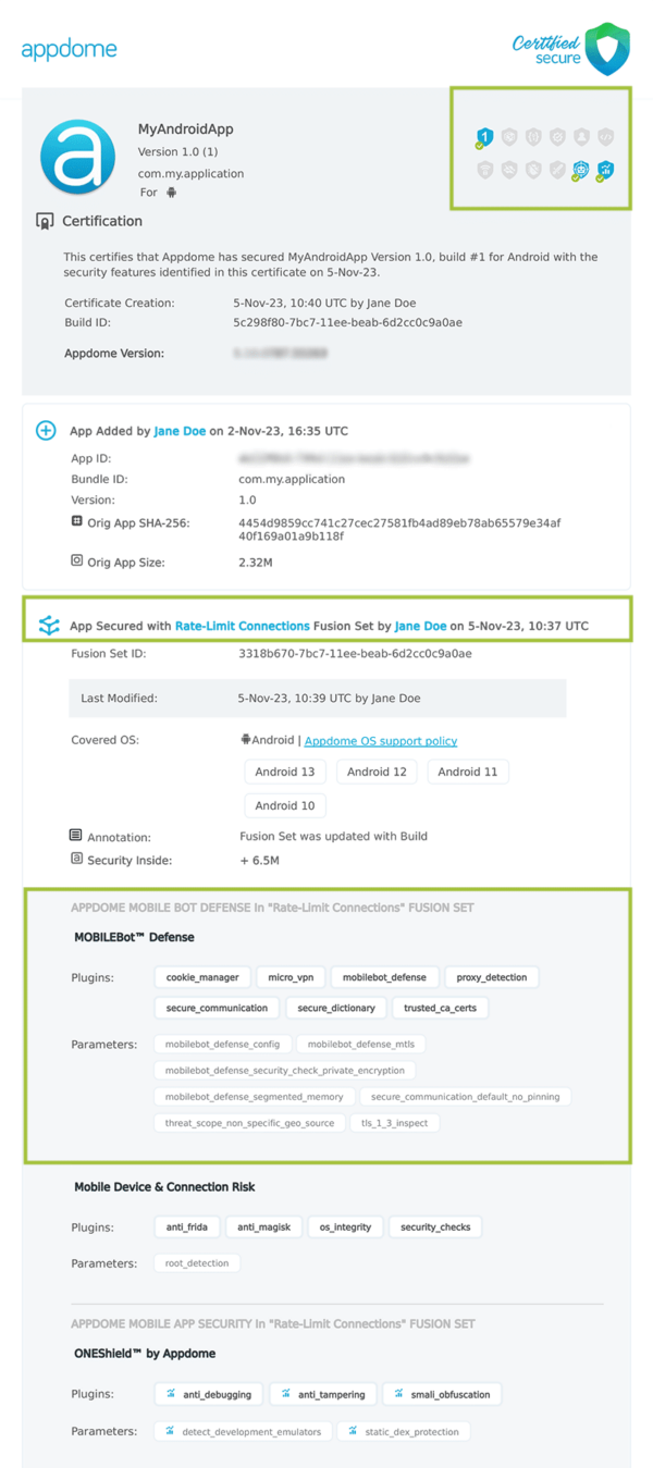 Rate-Limit Connections shown in Certificate secure