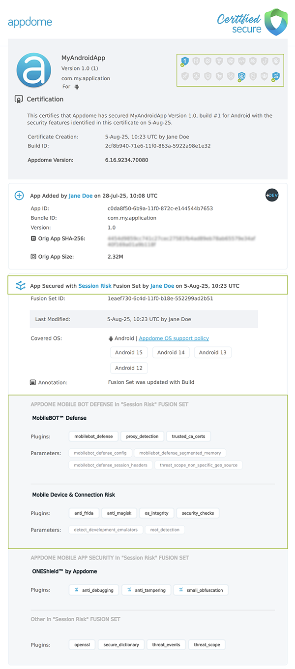 Session Risk shown in Certificate secure