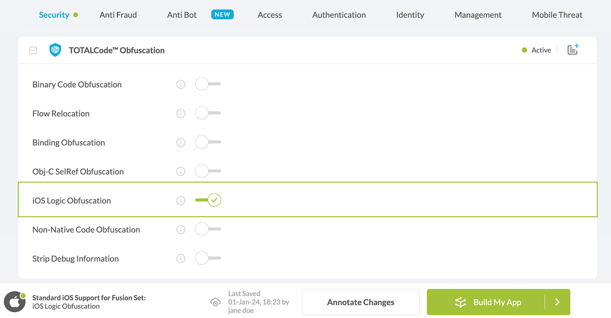 iOS Logic Obfuscation option