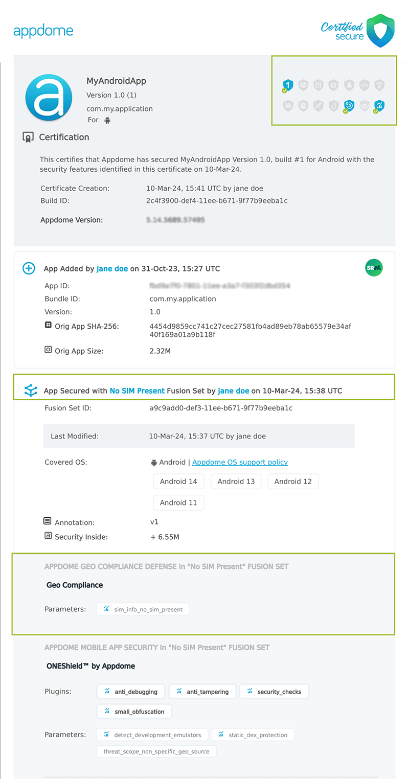 No Sim Present shown in Certificate secure