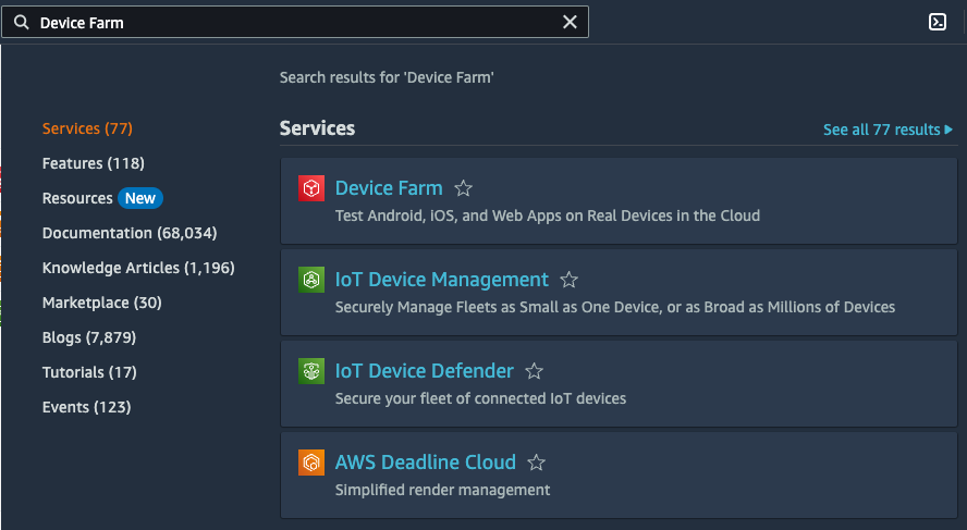 Search For Device Farm