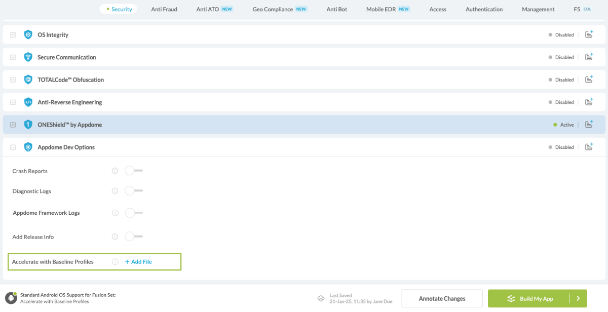 Android Accelerate With Baseline Profiles Toggle