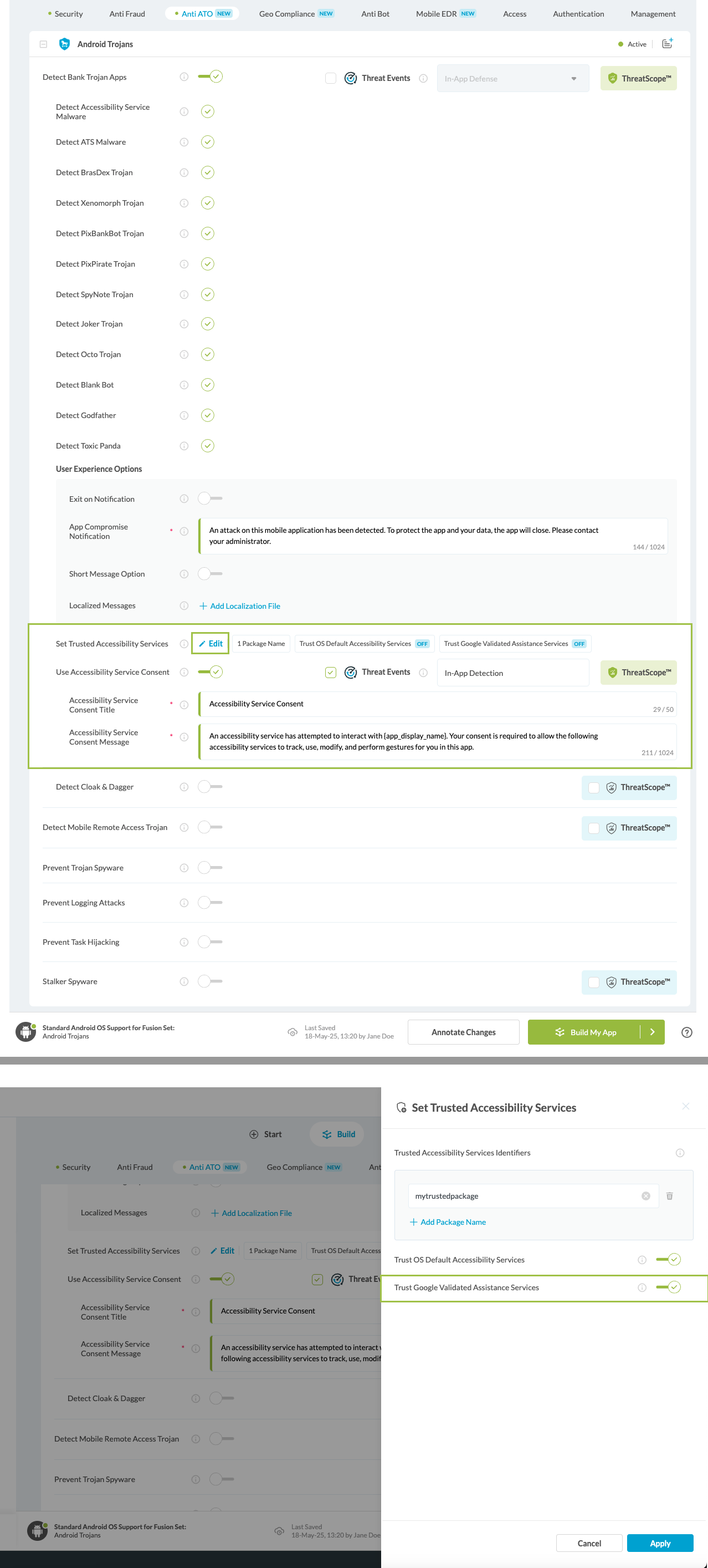 Set Trusted Accessibility Services option
