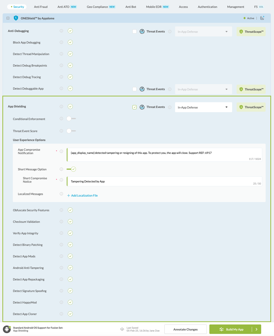 App Shielding option