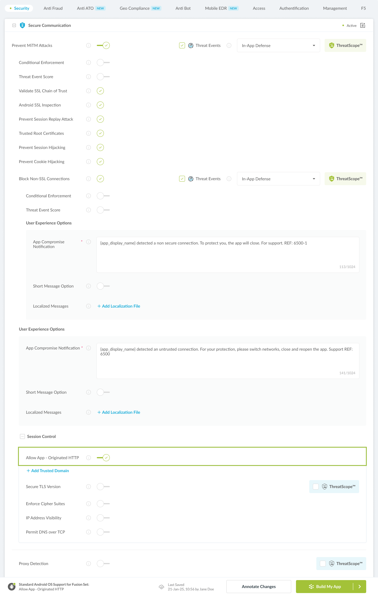 Allow App-Originated HTTP option