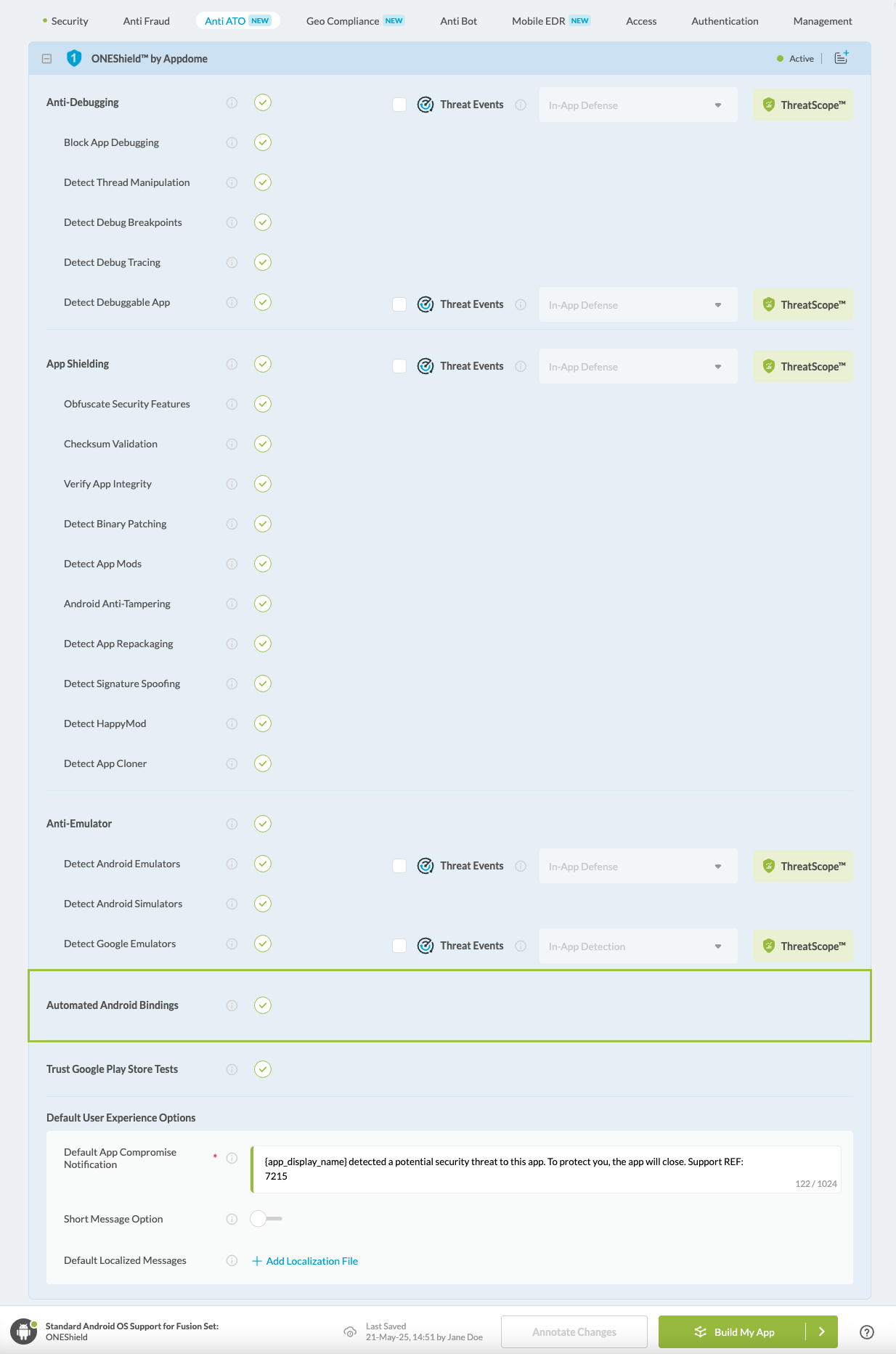 Automated Android Bindings option