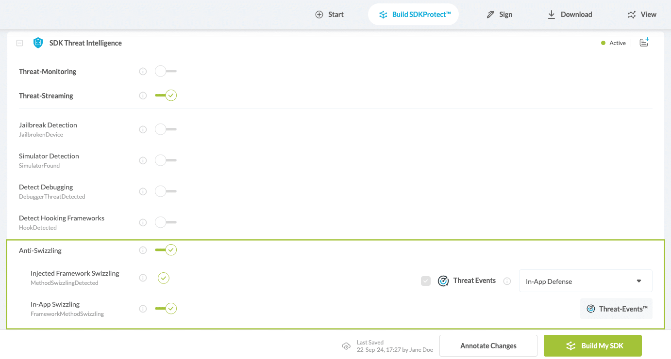 Turn On The Anti Swizzling Toggle To Protect Your Ios Sdk