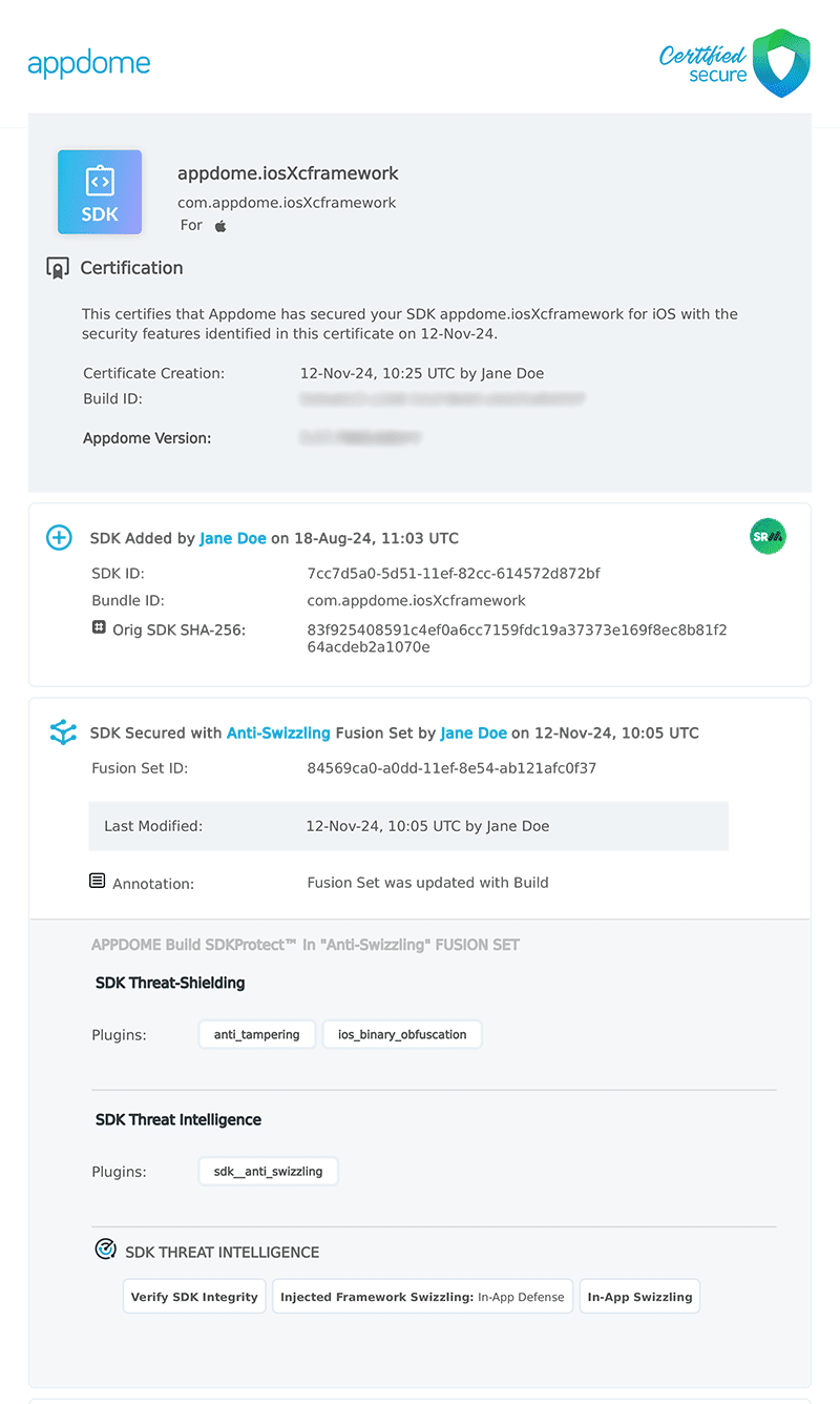 Appdome.iosxcframework Certificate Anti Swizzling
