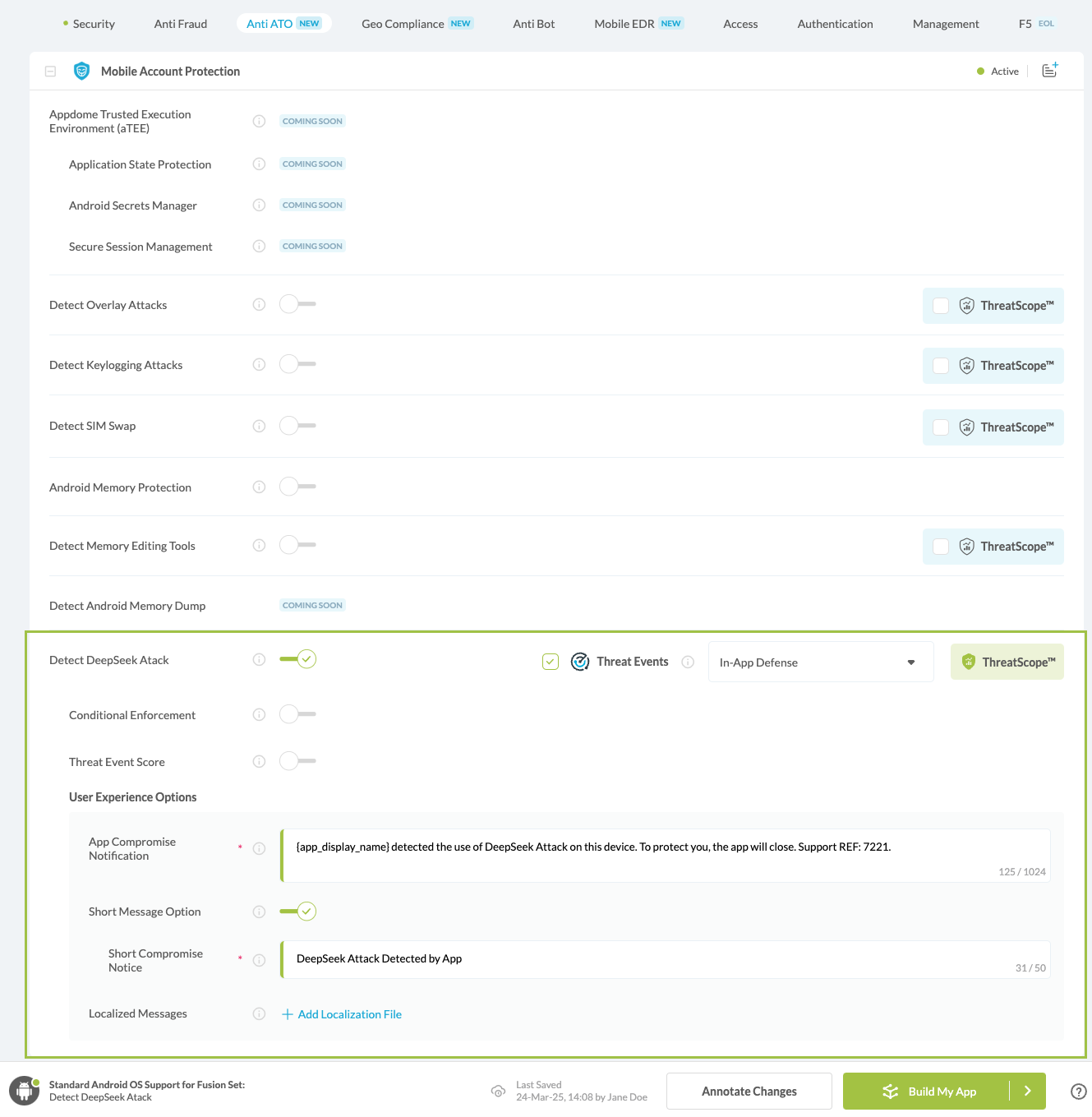 Detect DeepSeek Attack option