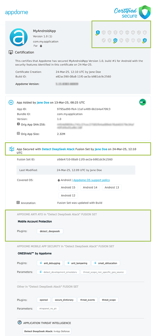 Detect DeepSeek Attack shown in Certificate secure