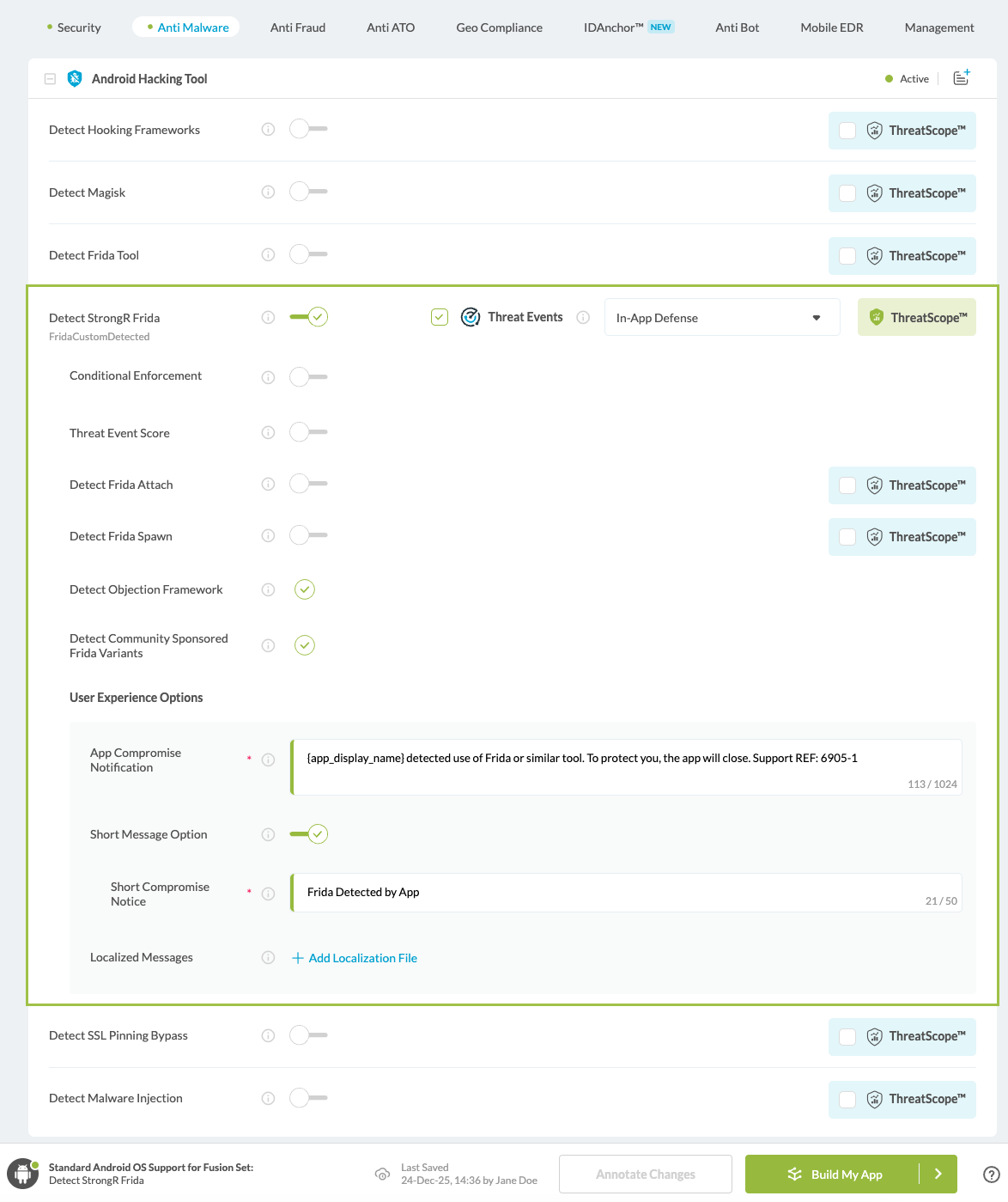Detect Community Sponsored Frida Variants option
