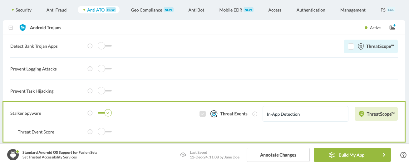 Stalker Spyware option