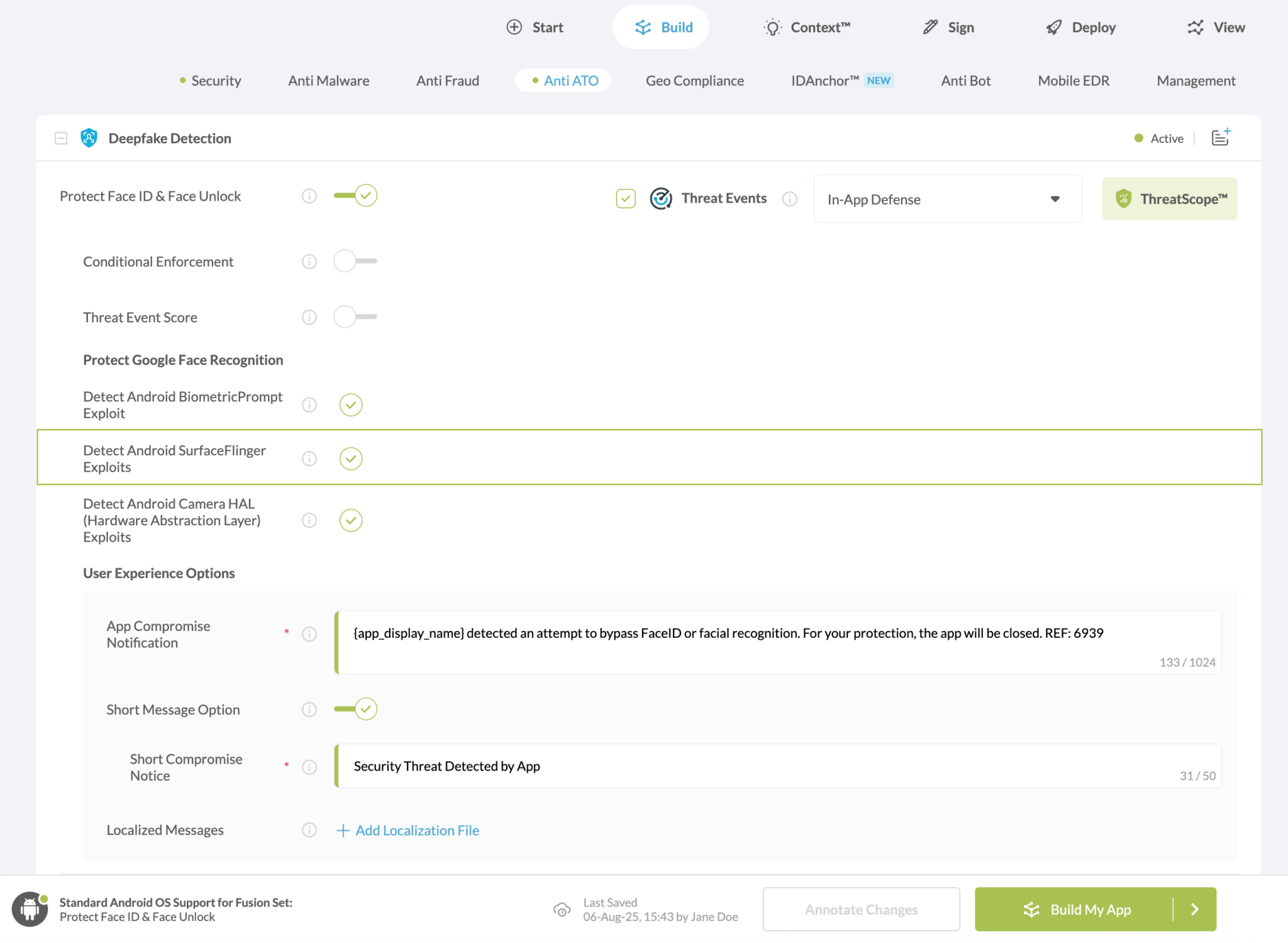 Detect Android SurfaceFlinger Exploits option