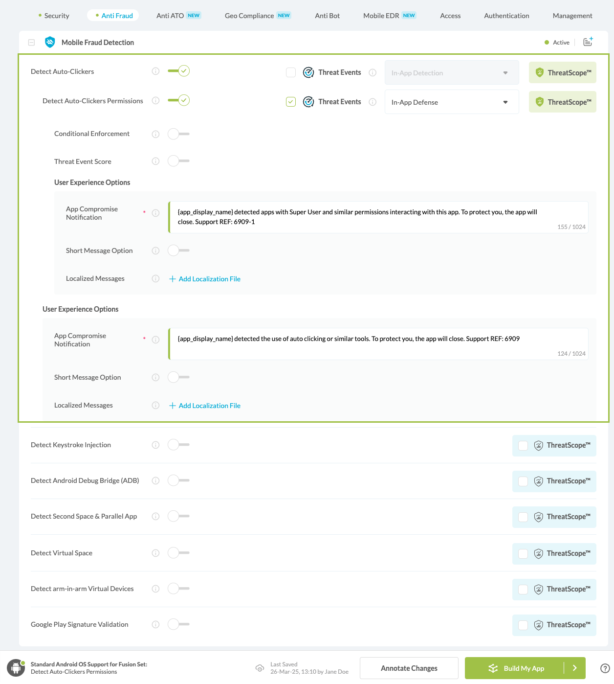 Detect Auto-Clickers Permissions option