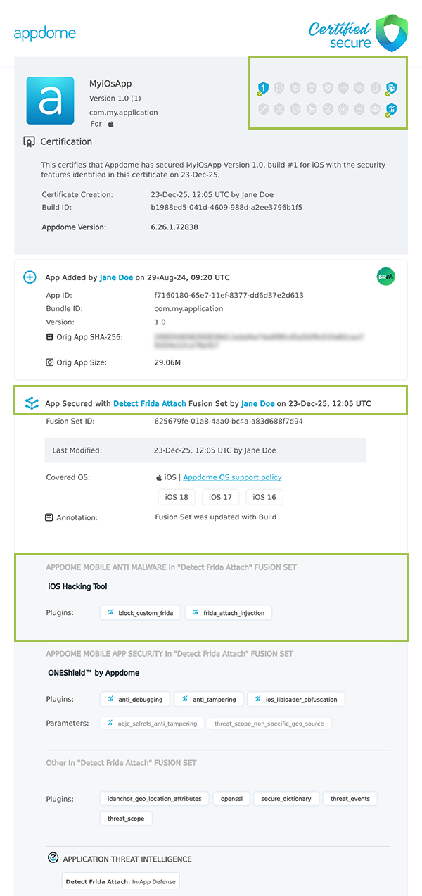 Detect Frida Attach shown in Certificate secure