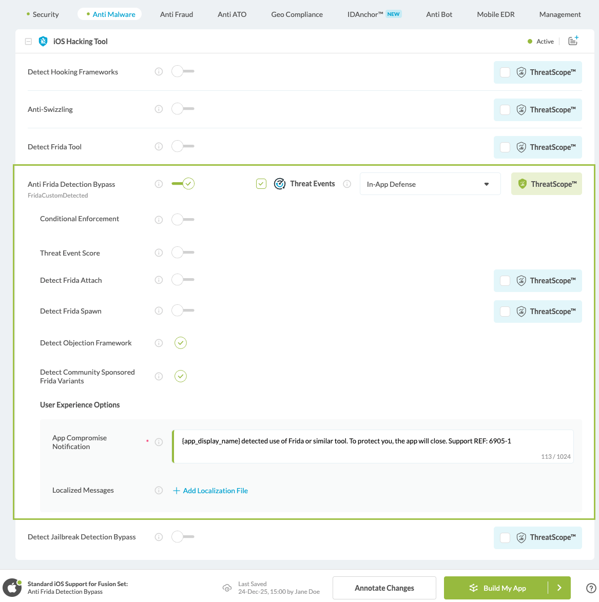 Detect Community Sponsored Frida Variants option