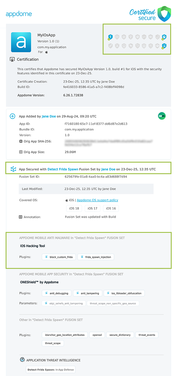 Detect Frida Spawn shown in Certificate secure