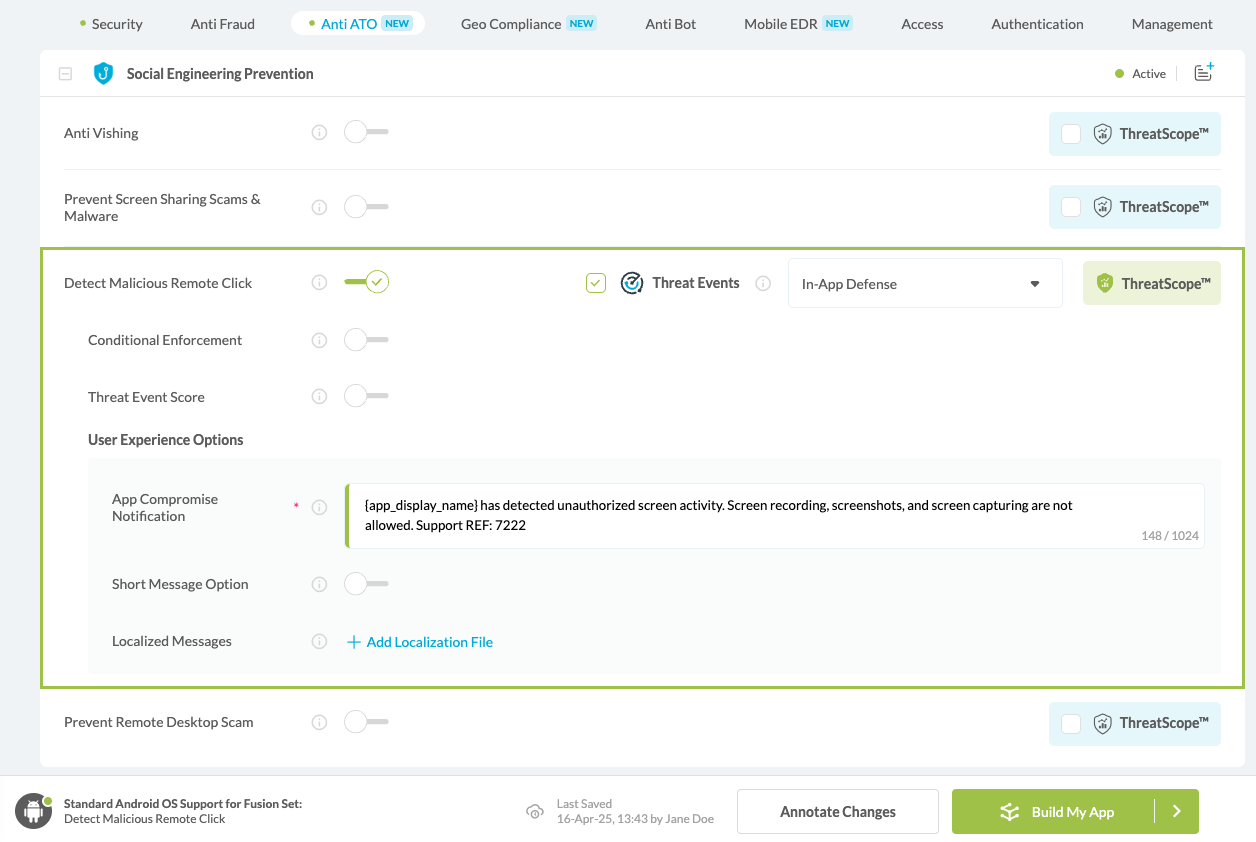 Detect Malicious Remote Click option