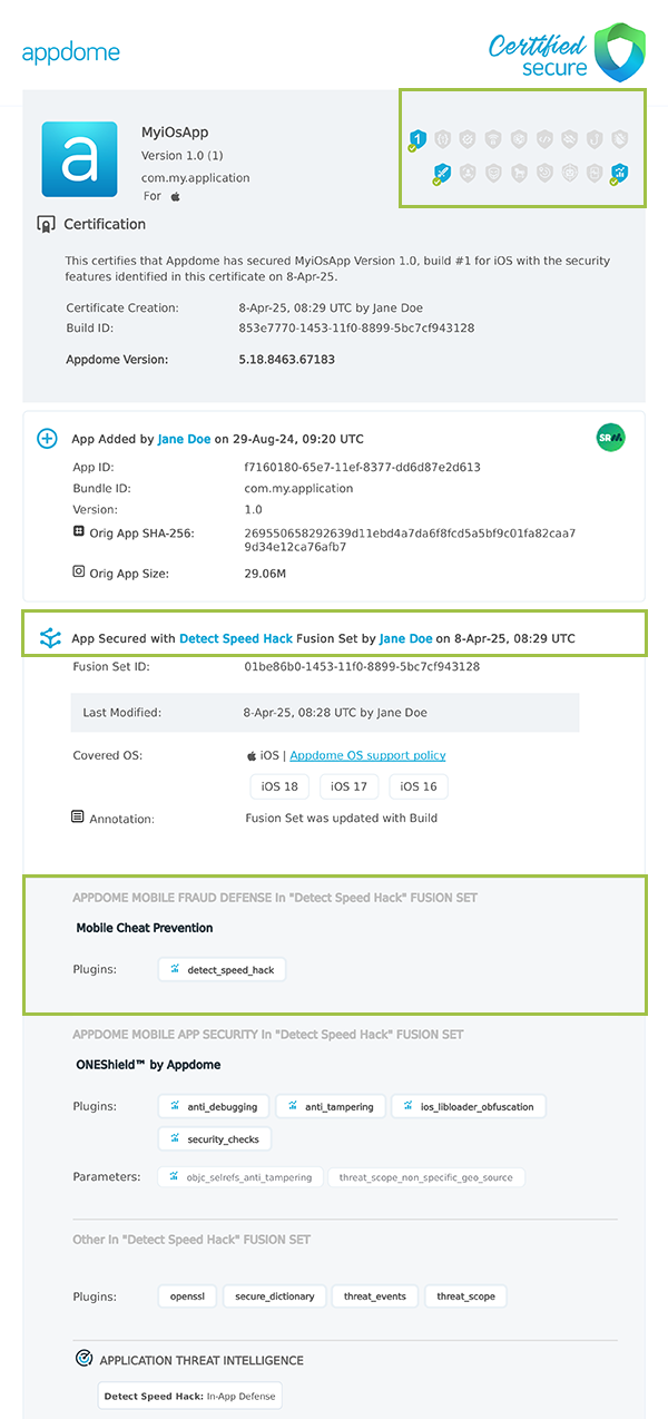 Detect Speed Hack shown in Certificate secure