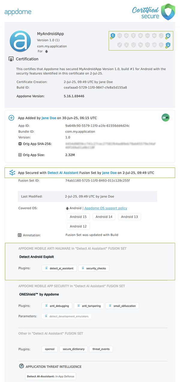 Detect AI-Assistant shown in Certificate secure