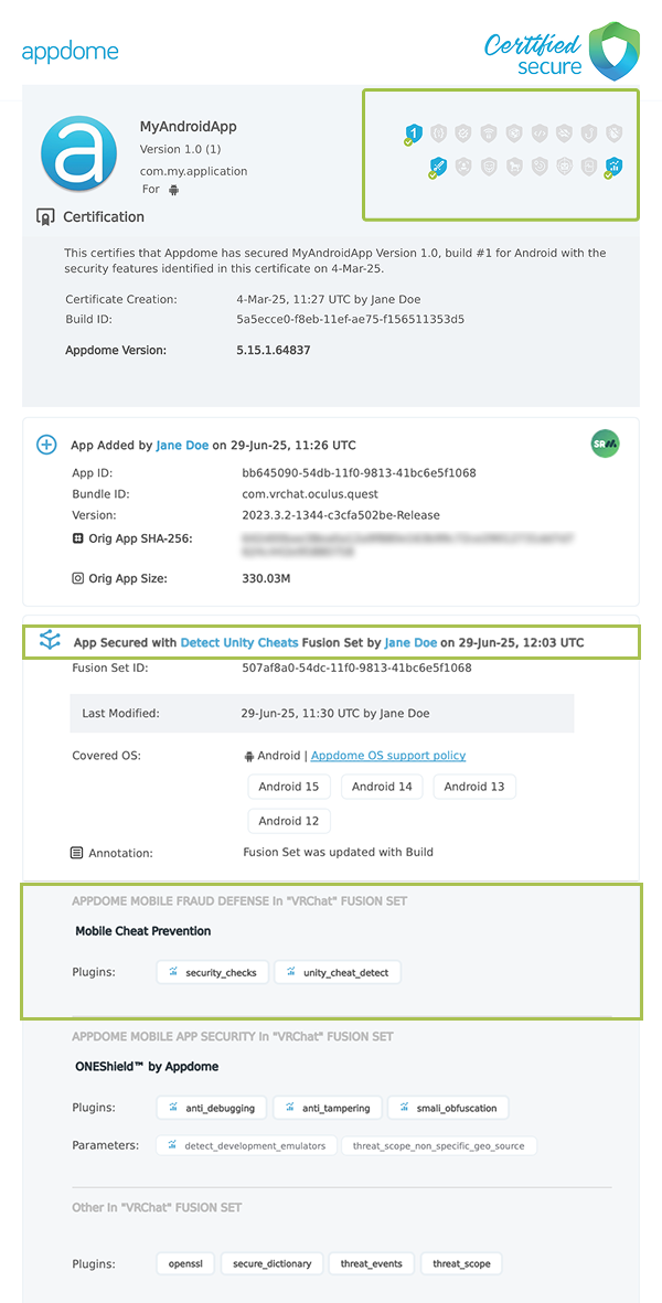 Detect Unity Cheats shown in Certificate secure