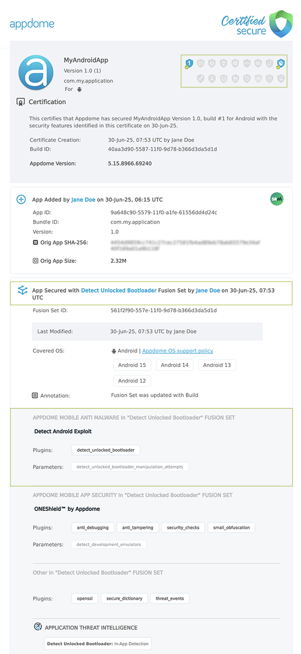 Detect Manipulation Attempts shown in Certificate secure