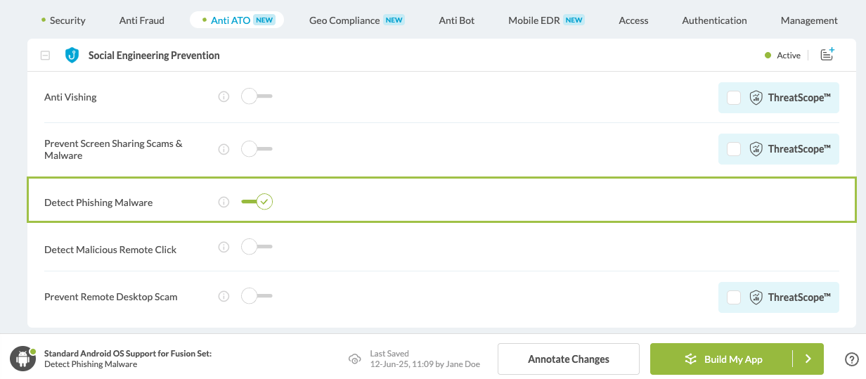 Detect Phishing Malware option