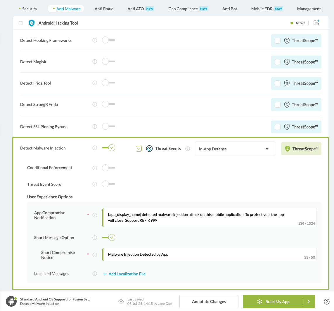 Detect Malware Injection option