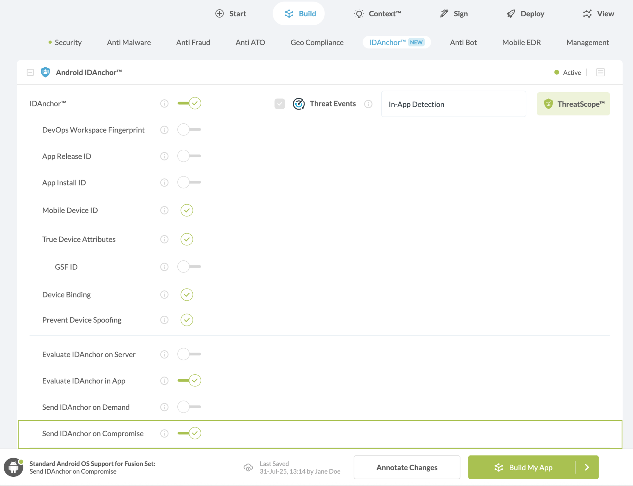 Send IDAnchor on Compromise option