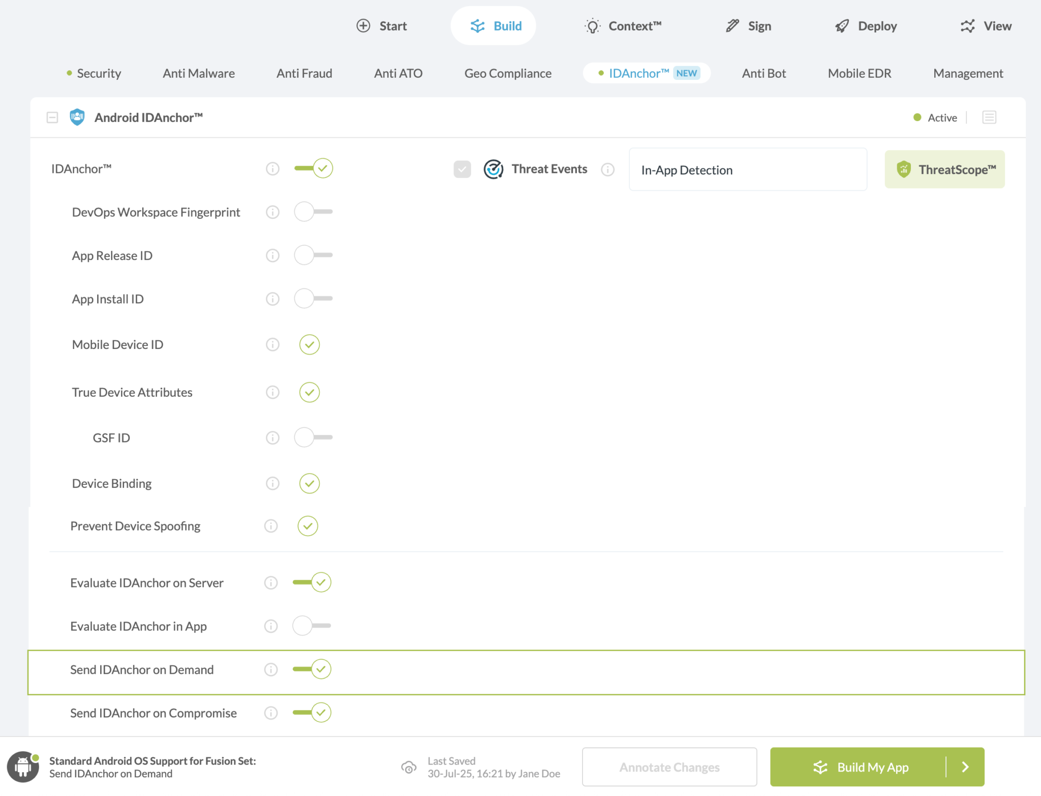 Send IDAnchor on Demand option