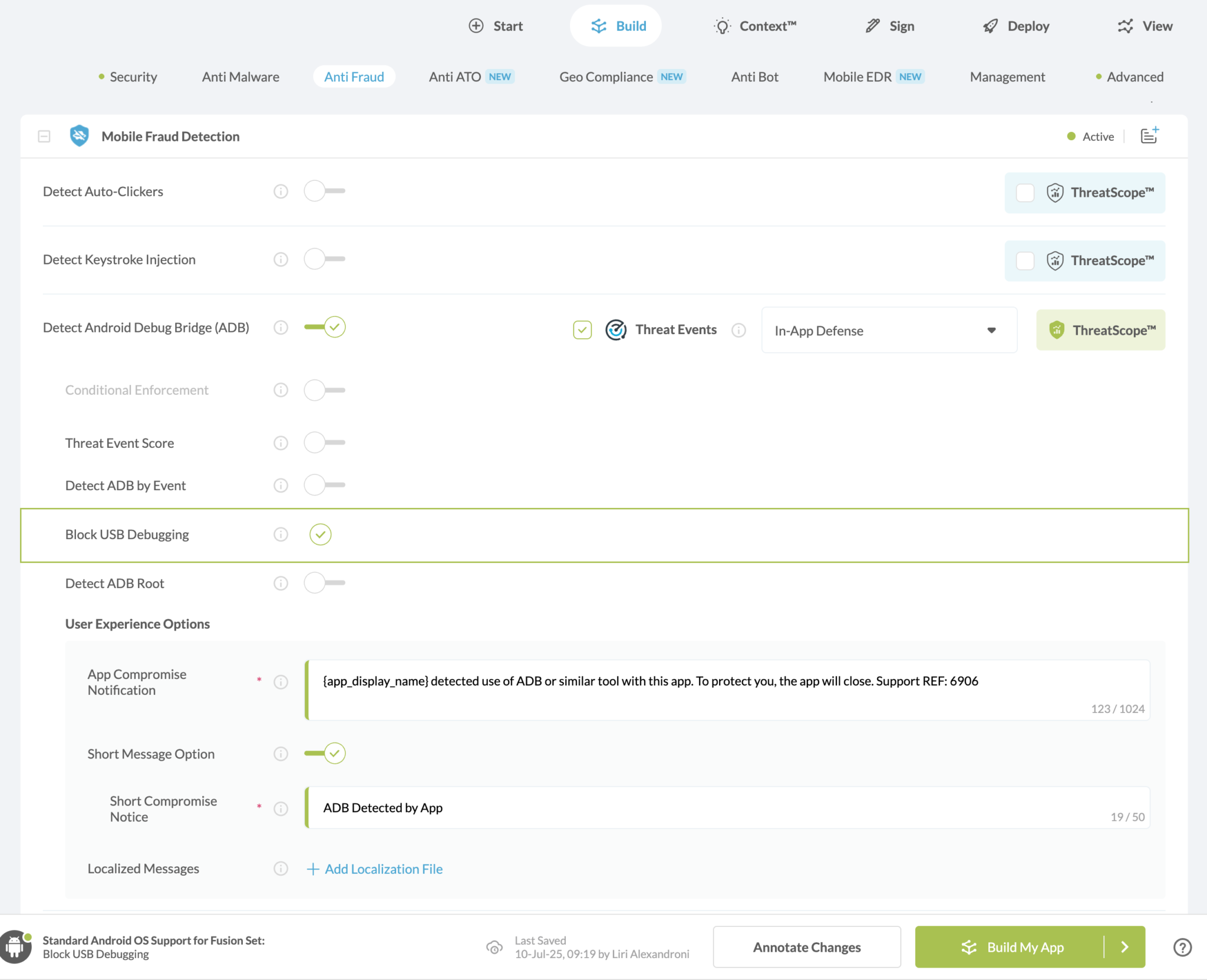 Block USB Debugging option