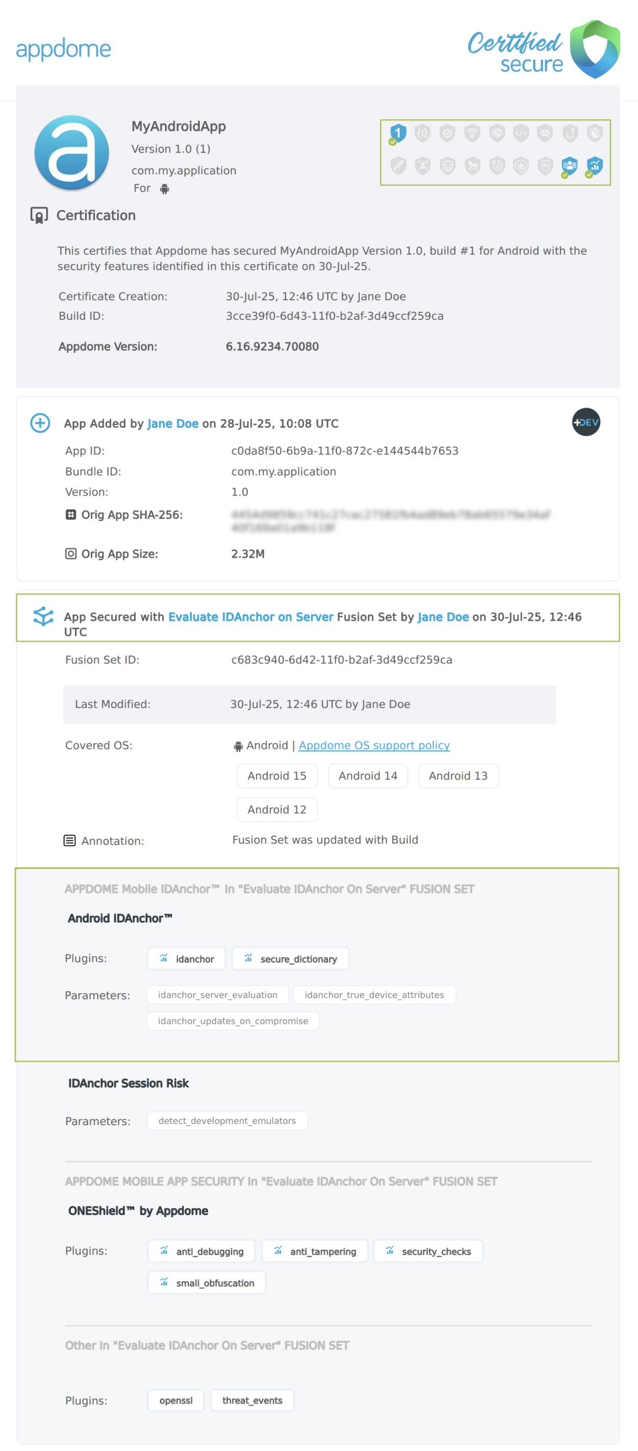 Evaluate IDAnchor on Server shown in Certificate secure