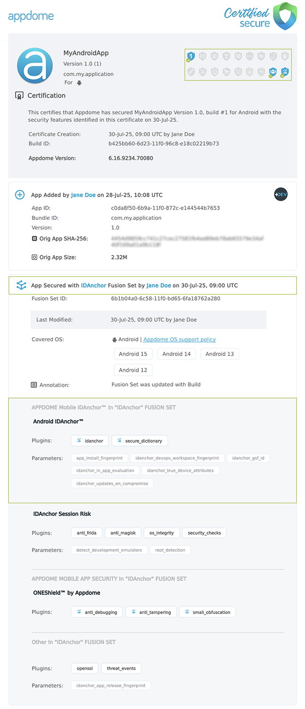 GSF ID shown in Certificate secure
