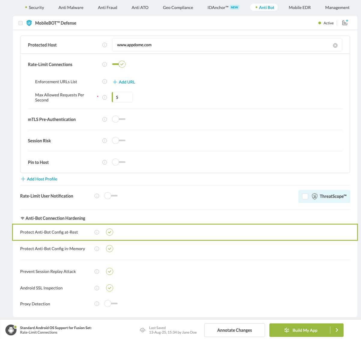 Protect Anti-Bot Config at-Rest option
