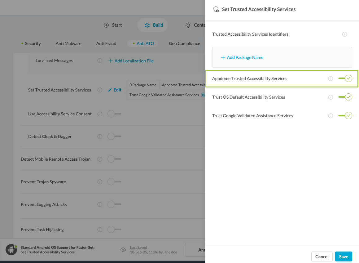 Extra configuration image for Appdome Trusted Accessibility Services