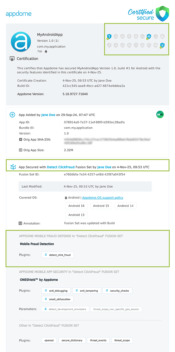 Detect ClickFraud shown in Certificate secure
