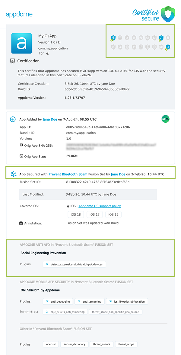 Prevent Bluetooth Scam shown in Certificate secure