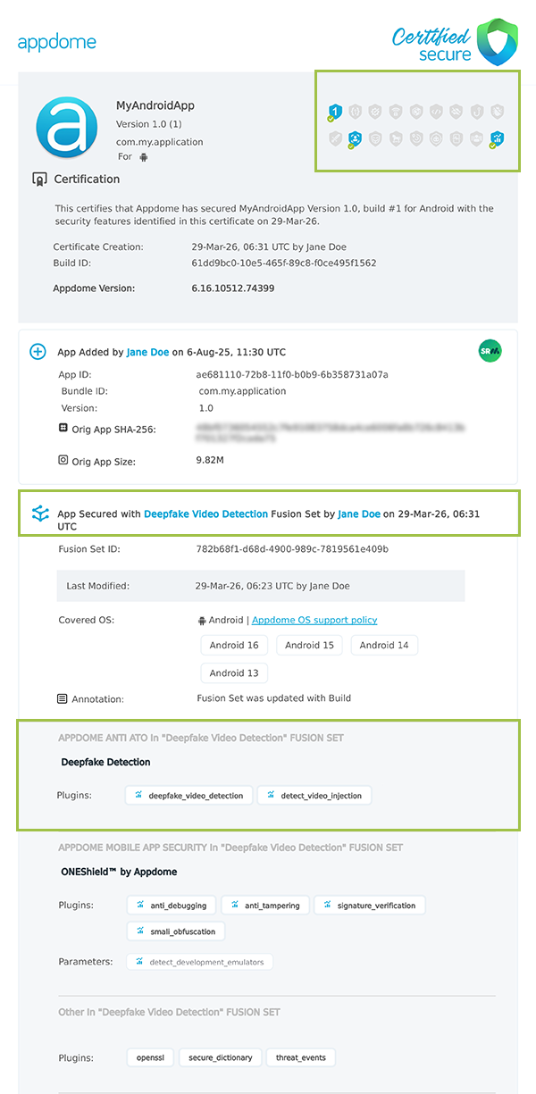 Detect Video Injection Attack shown in Certificate secure